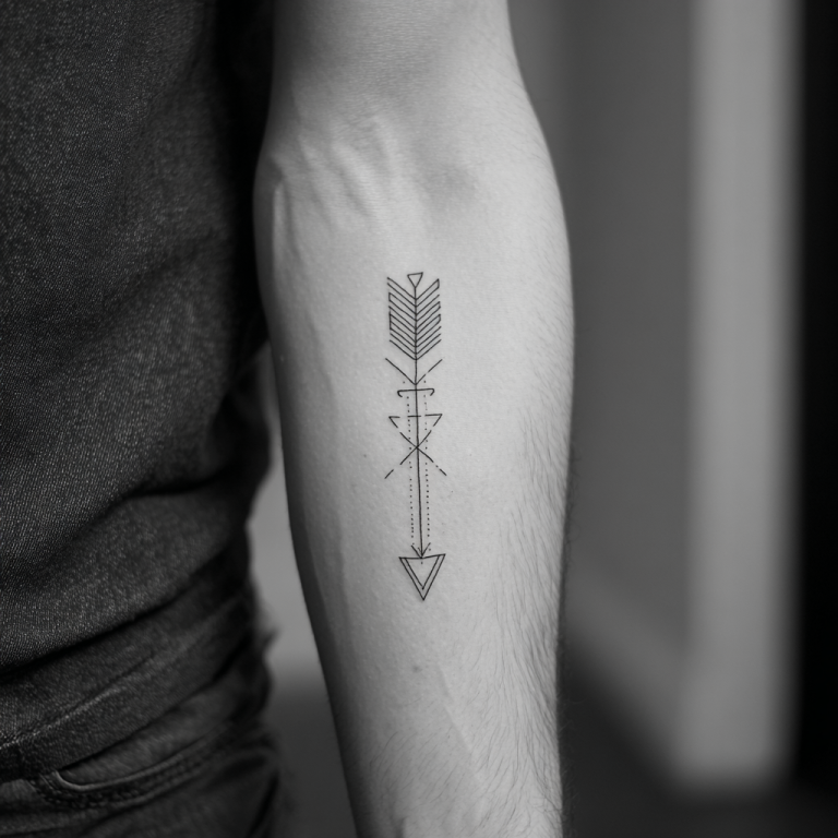 Arrow Tattoo Simple Minimal Geometric Cool White And Black Sk Tattoo
