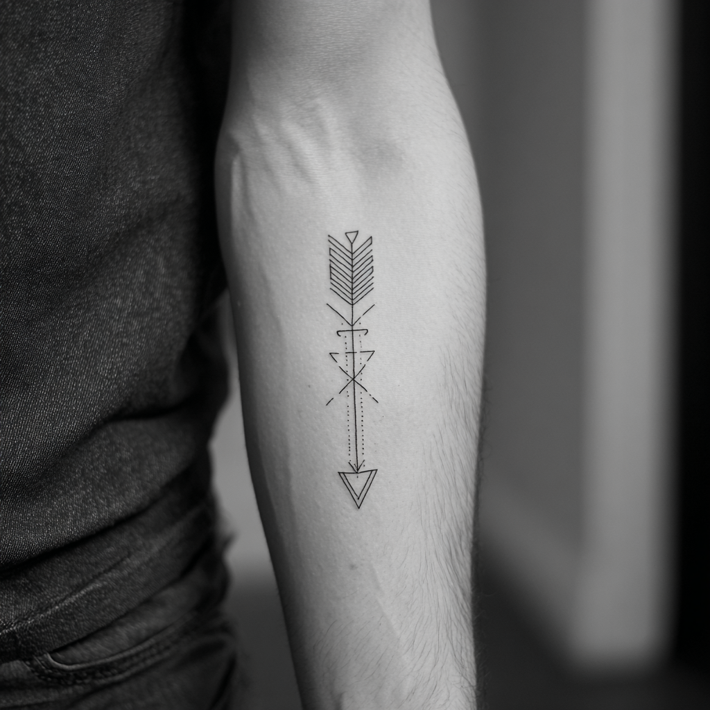Arrow Tattoo Simple Minimal Geometric Cool White And Black Sk Tattoo