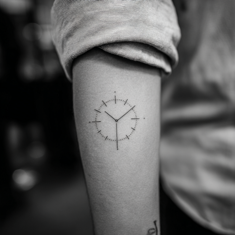 Clock Tattoo Simple Minimal Geometric Cool White And Black Sk Tattoo