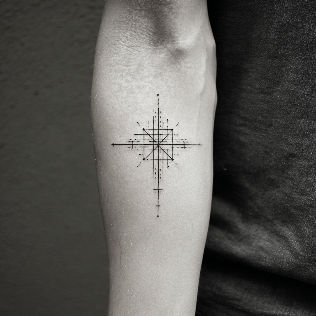 Cross Tattoo Simple Minimal Geometric Cool White And Black Sk Tattoo