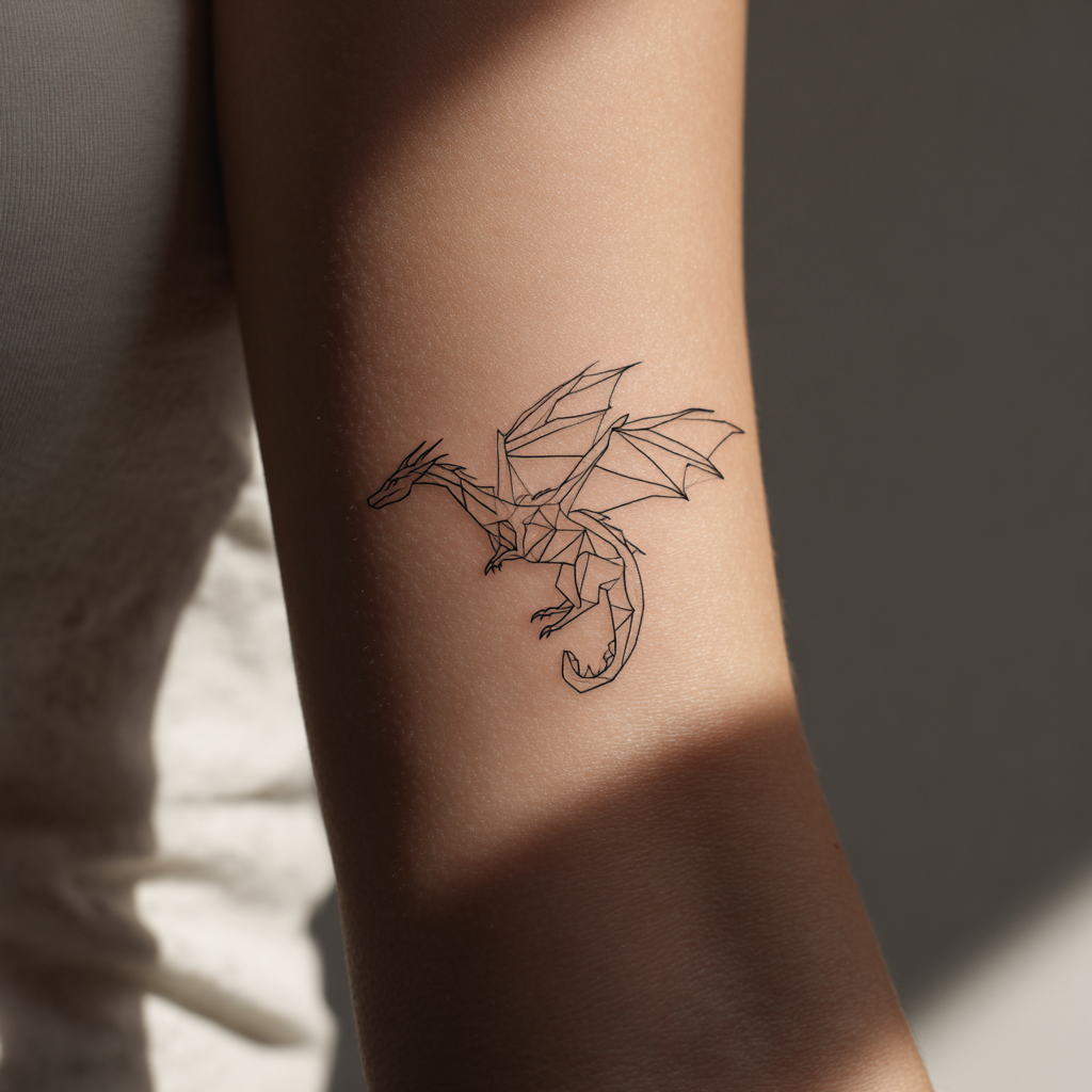 Dragon Tattoo Simple Minimal Geometric Cool White And Black S Tattoo