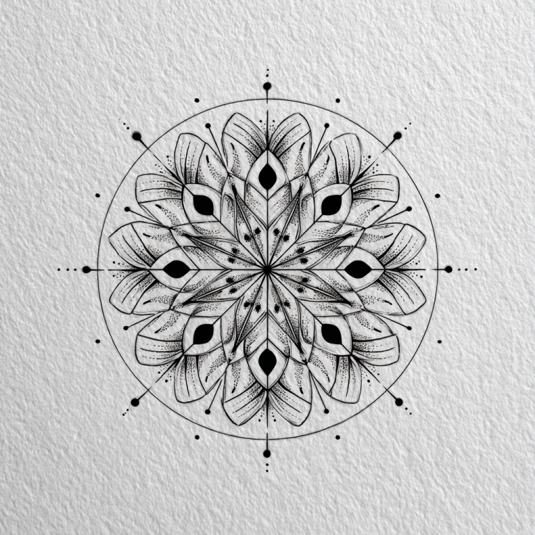 Mandala Tattoo Simple Minimal Geometric Cool White And Black Tattoo