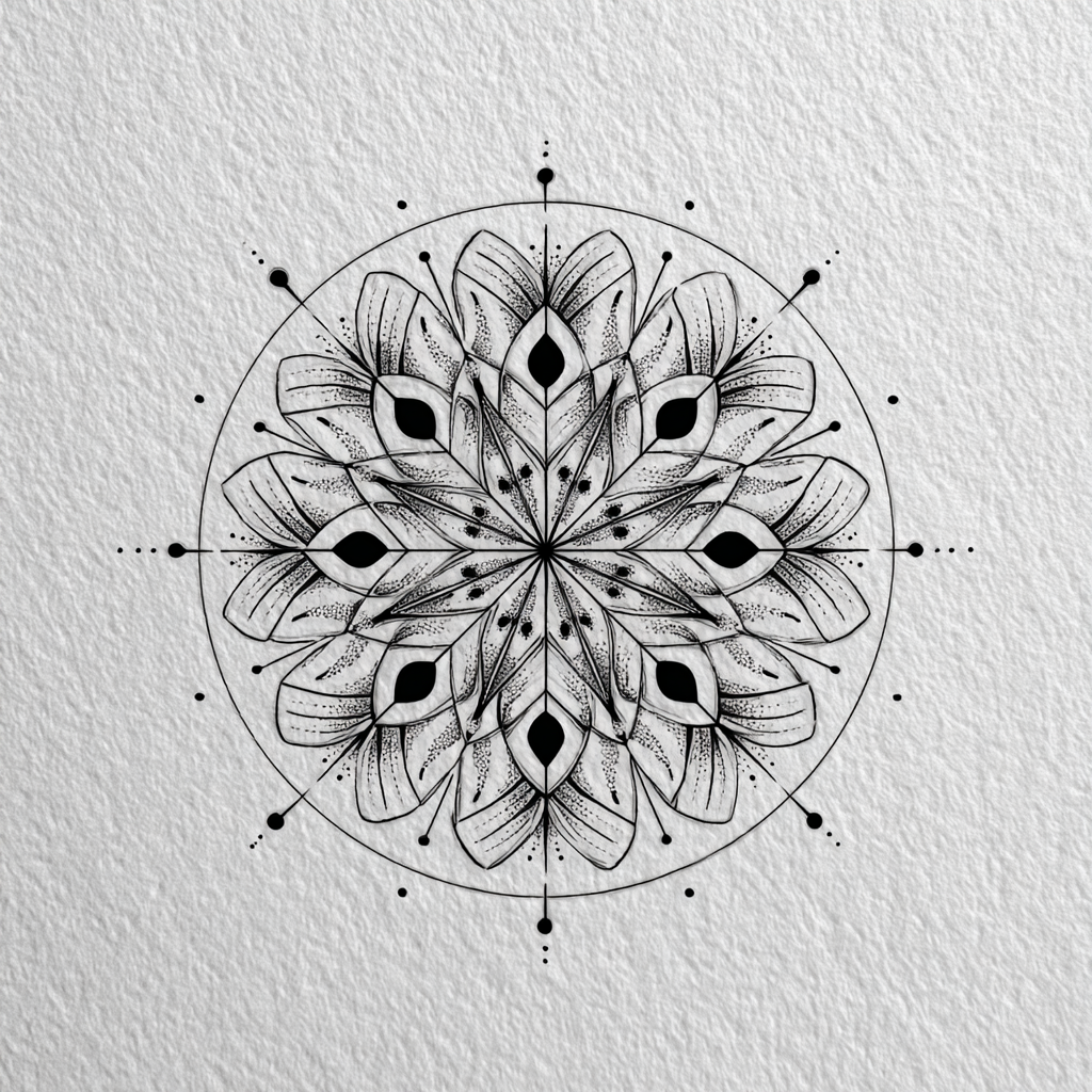 Mandala Tattoo Simple Minimal Geometric Cool White And Black Tattoo