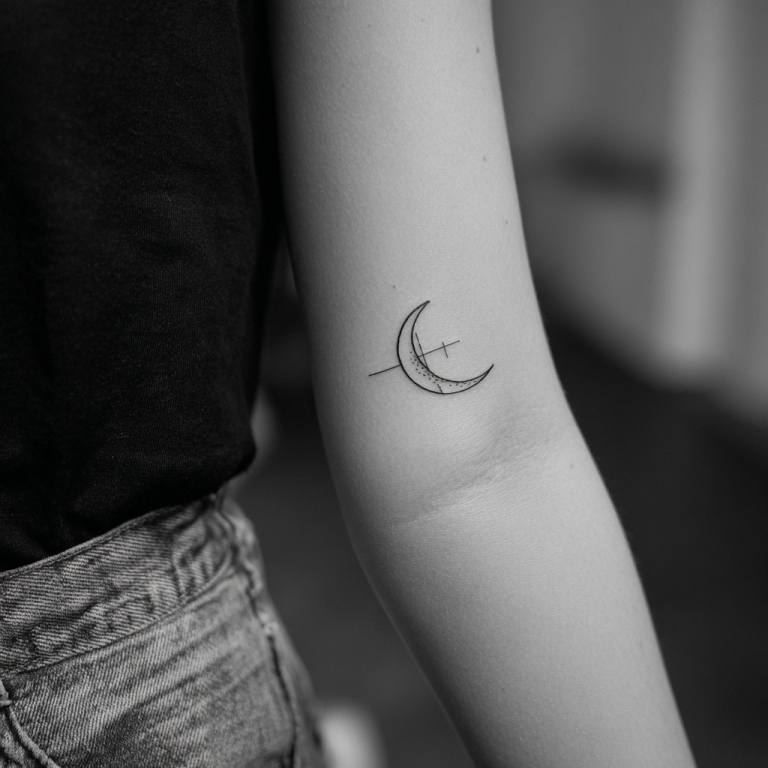 Moon Tattoo Simple Minimal Geometric Cool White And Black Ske Tattoo