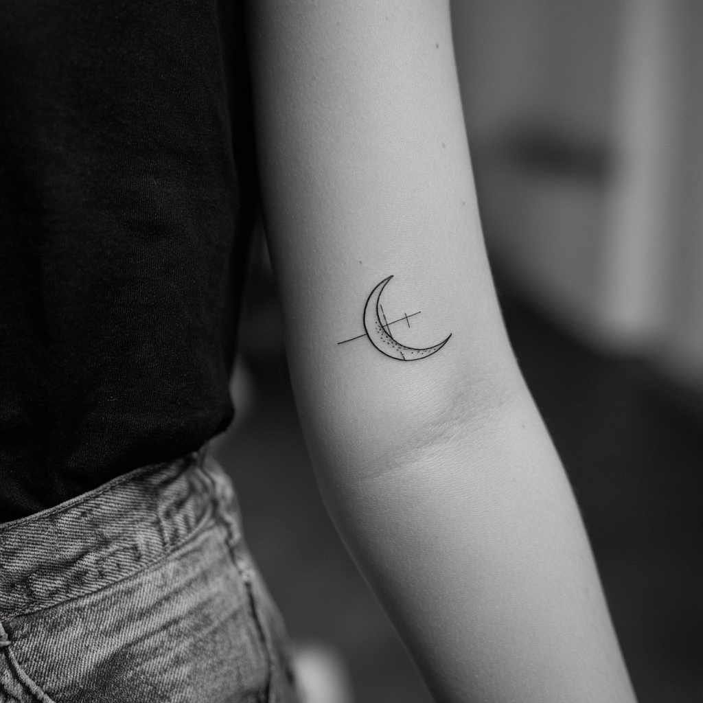 Moon Tattoo Simple Minimal Geometric Cool White And Black Ske Tattoo