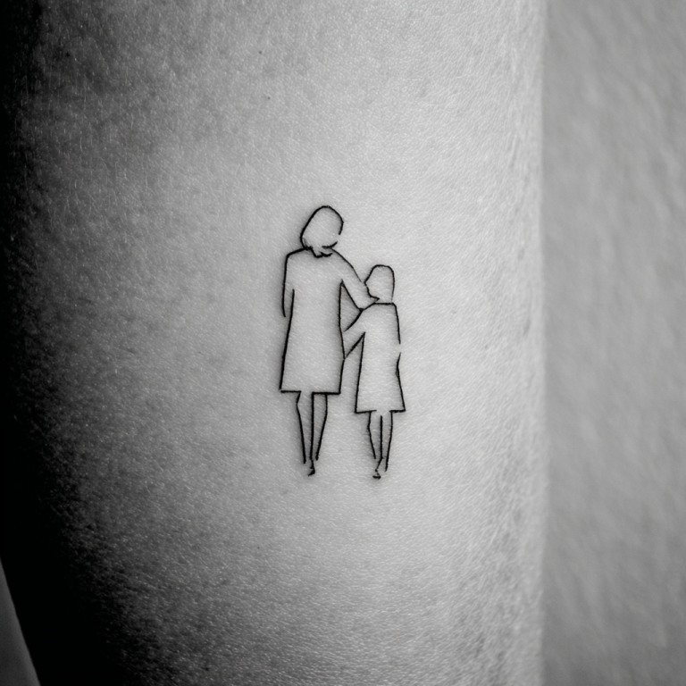Mother And Daughter Tattoo Simple Minimal Geometric Cool Whit Tattoo