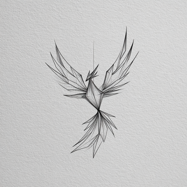Phoenix Tattoo Simple Minimal Geometric Cool White And Black Tattoo