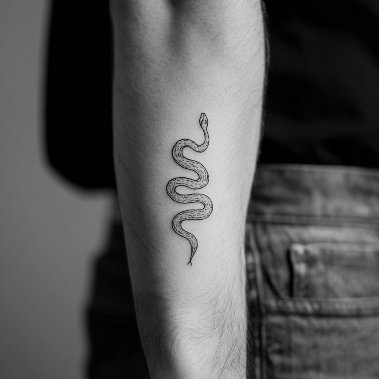 Snake Tattoo Simple Minimal Geometric Cool White And Black Sk Tattoo