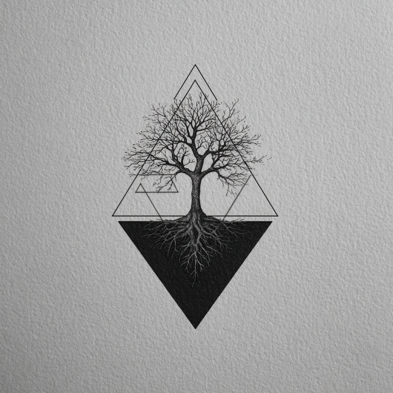 Tree Of Life Tattoo Simple Minimal Geometric Cool White And B Tattoo