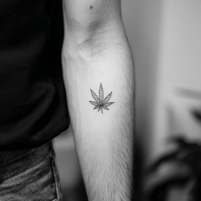 Weed Tattoo Simple Minimal Geometric Cool White And Black Ske Tattoo